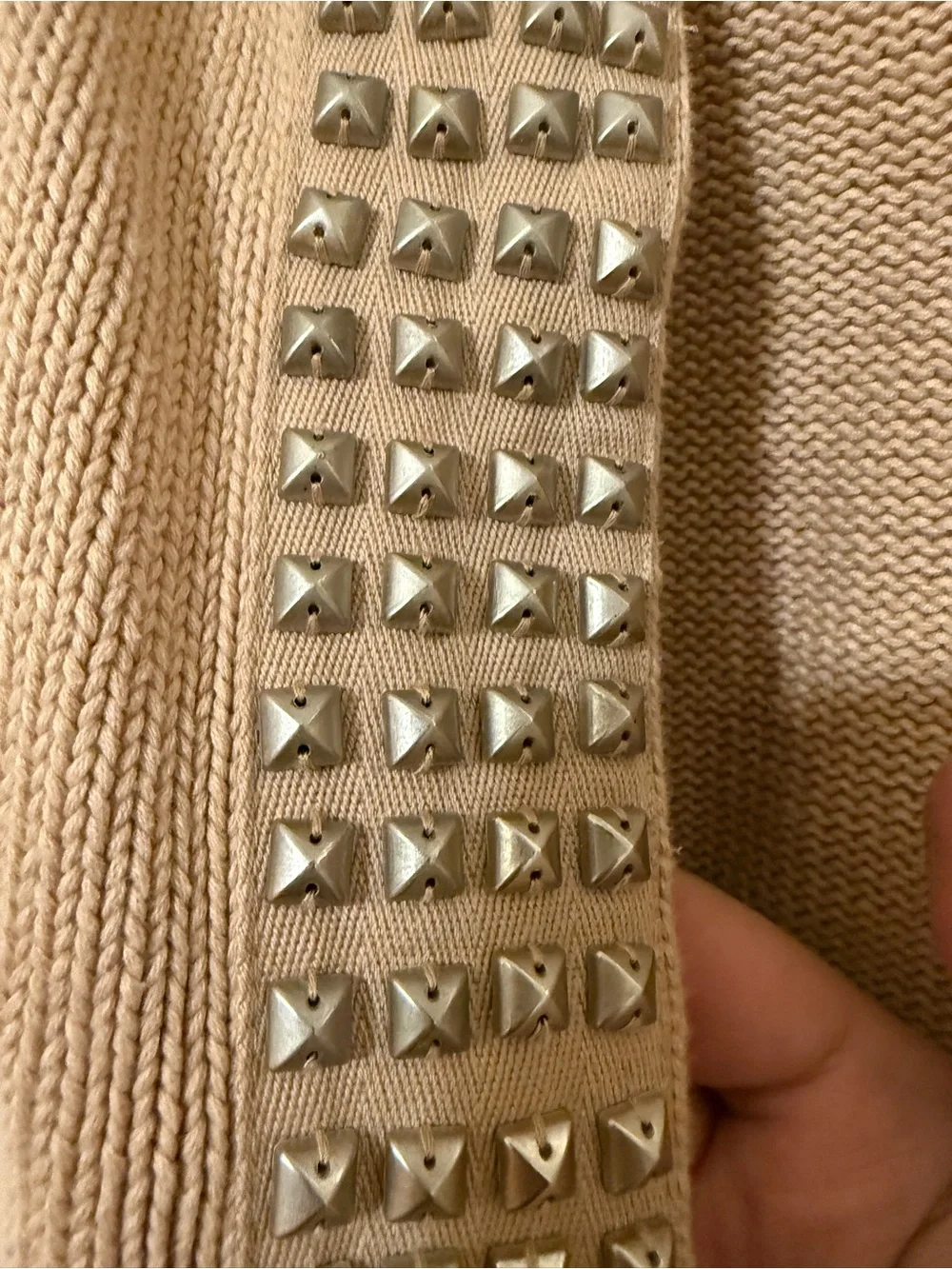 J. Crew Camel Studded-Trim Button Cardigan